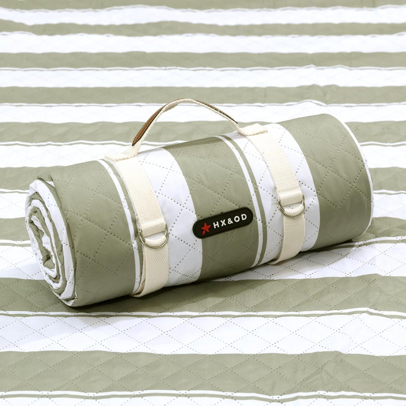 HX&OD Outdoor Picnic Blanket Extra Large  80 x80  Waterproof Picnic Mat Foldable Camping Blanket Portable with Carry Strap for Beach Mat (Green) - Image 1